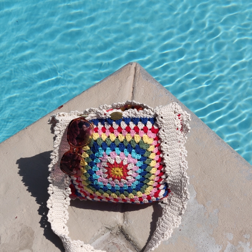 %100 Handmade Crochet  Boho Vintage Style🧶Tote Shoulder Women's Bag - Picture 5 of 16